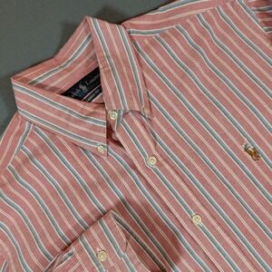 Ralph Lauren Classic Fit Striped Button Down Shirt‎ Men's Size L Flesh Pony Logo
